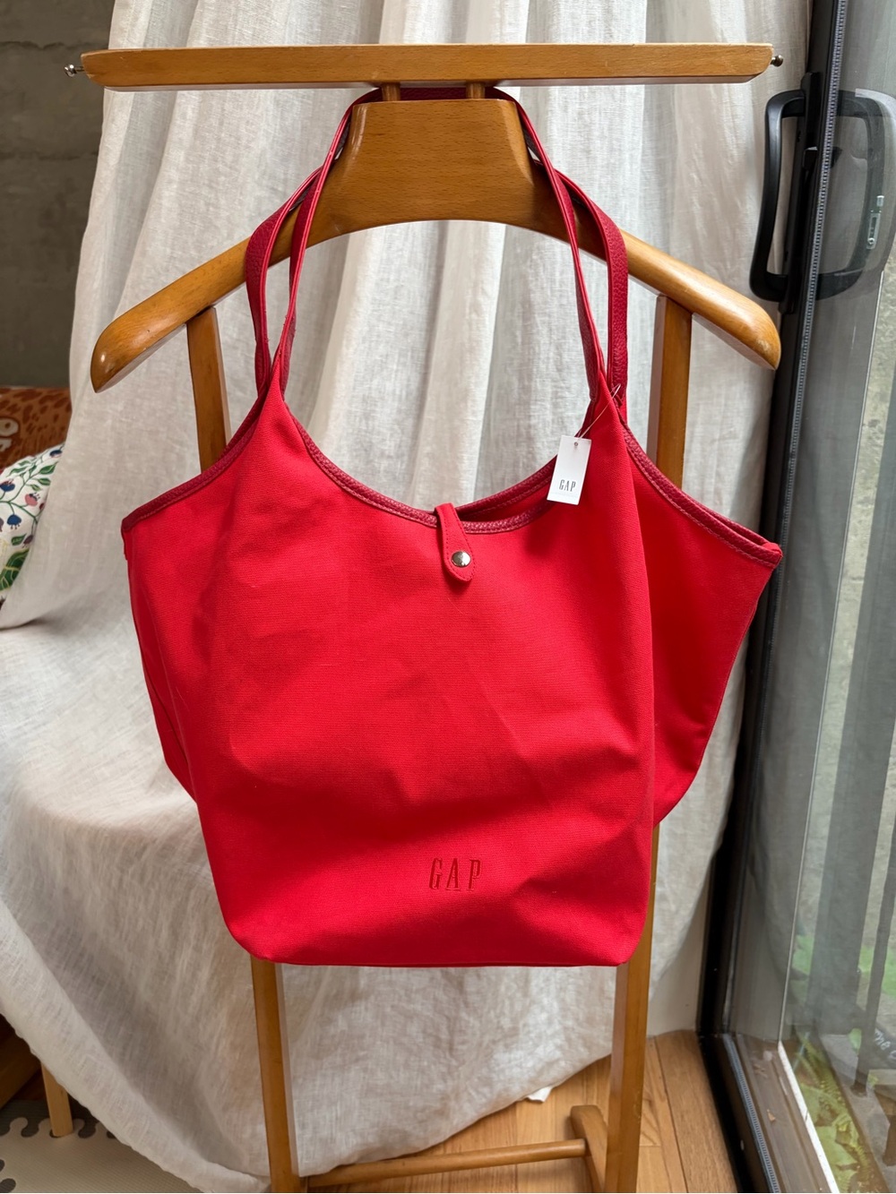 GAP Bright Red Canvas Double-Handle Tote